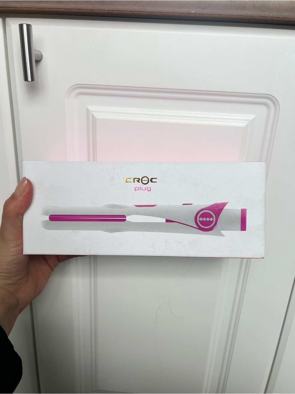 CROC Plug Mini Hair Straightener - White & Pink